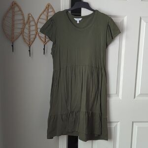 Olive Green Tiered Dress